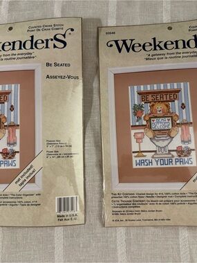 Weekenders Cross Stitch Kit - Beige and Blue 'Be Seated'
